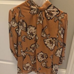 Express Sheer Floral High-Neck Women’s Blouse - Small